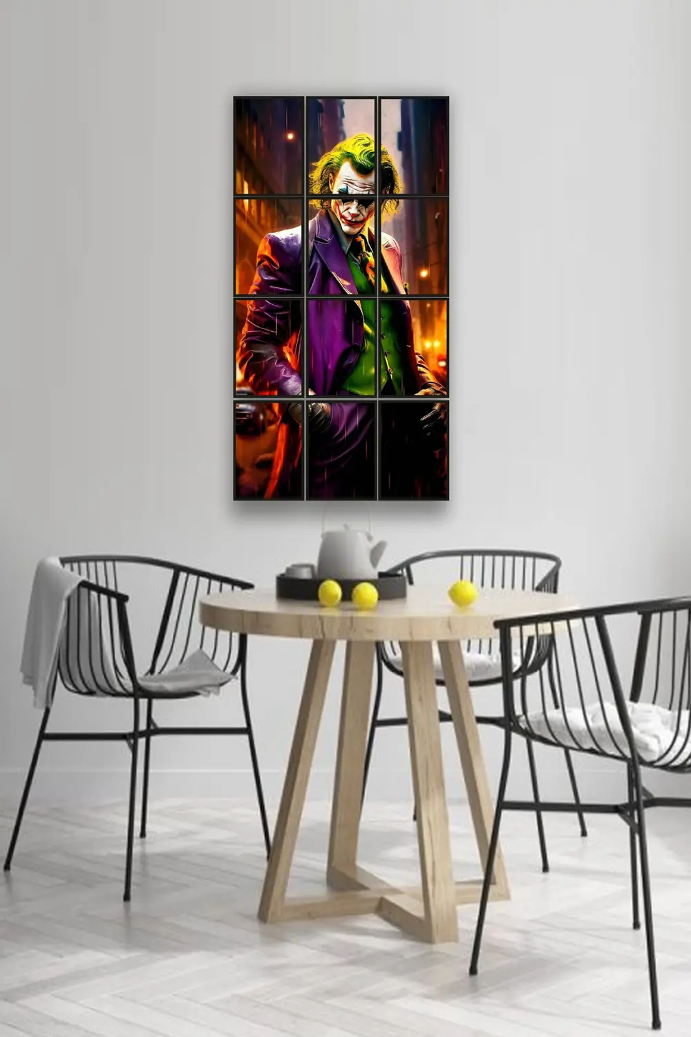 12 parça Joker Bakışı Çerçeve Görünümlü Mdf tablo Duvar Süsü Hedi