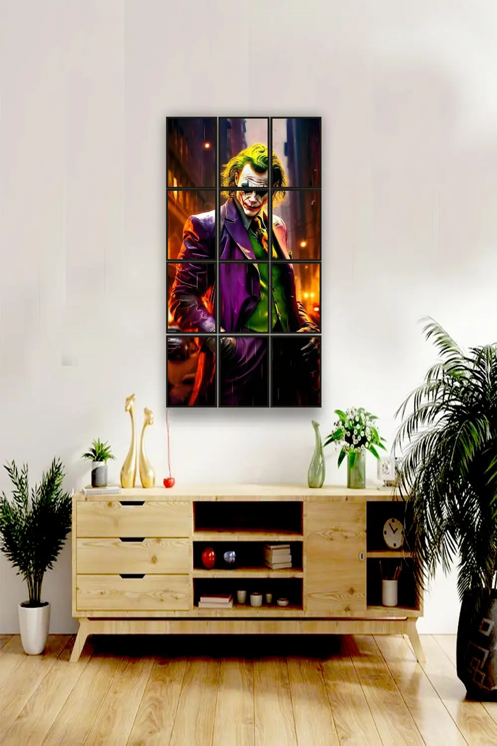 12 parça Joker Bakışı Çerçeve Görünümlü Mdf tablo Duvar Süsü Hedi