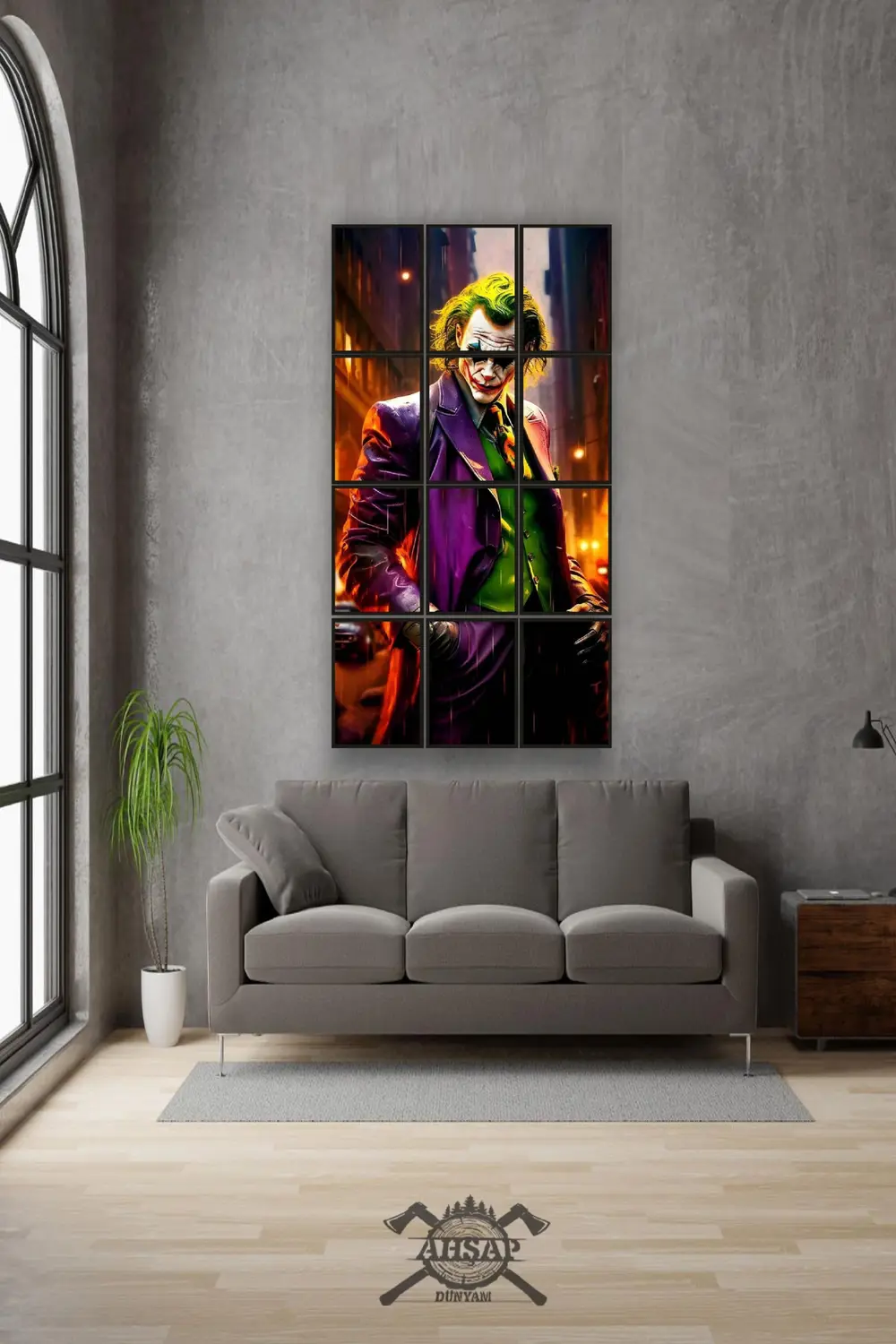 12 parça Joker Bakışı Çerçeve Görünümlü Mdf tablo Duvar Süsü Hedi