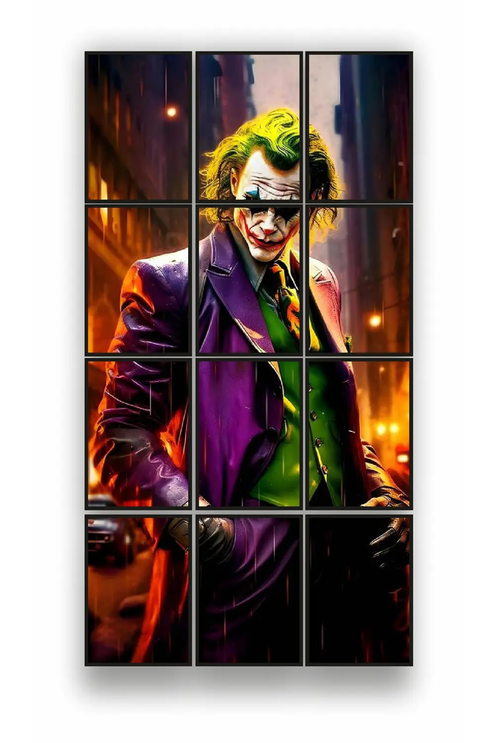 12 parça Joker Bakışı Çerçeve Görünümlü Mdf tablo Duvar Süsü Hedi