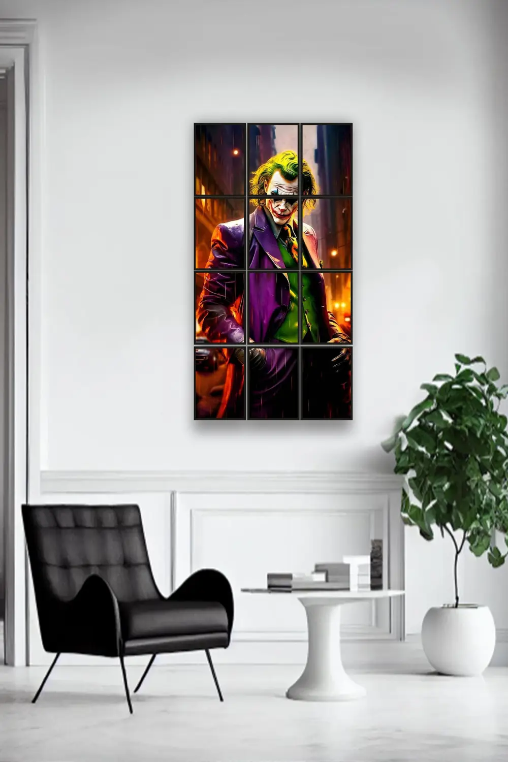 12 parça Joker Bakışı Çerçeve Görünümlü Mdf tablo Duvar Süsü Hedi