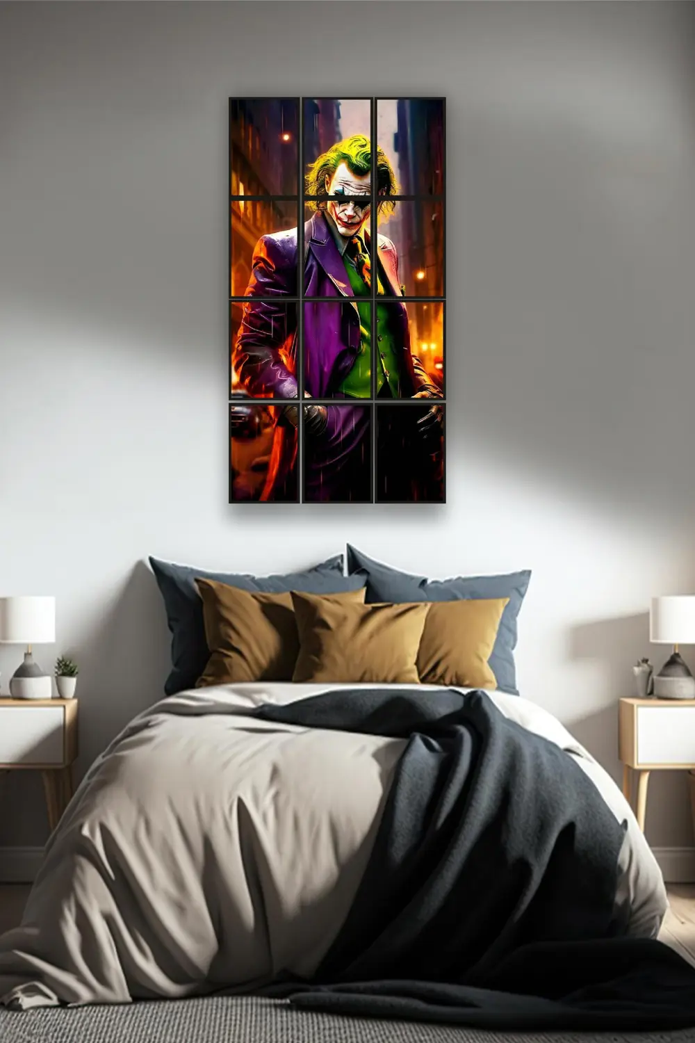 12 parça Joker Bakışı Çerçeve Görünümlü Mdf tablo Duvar Süsü Hedi