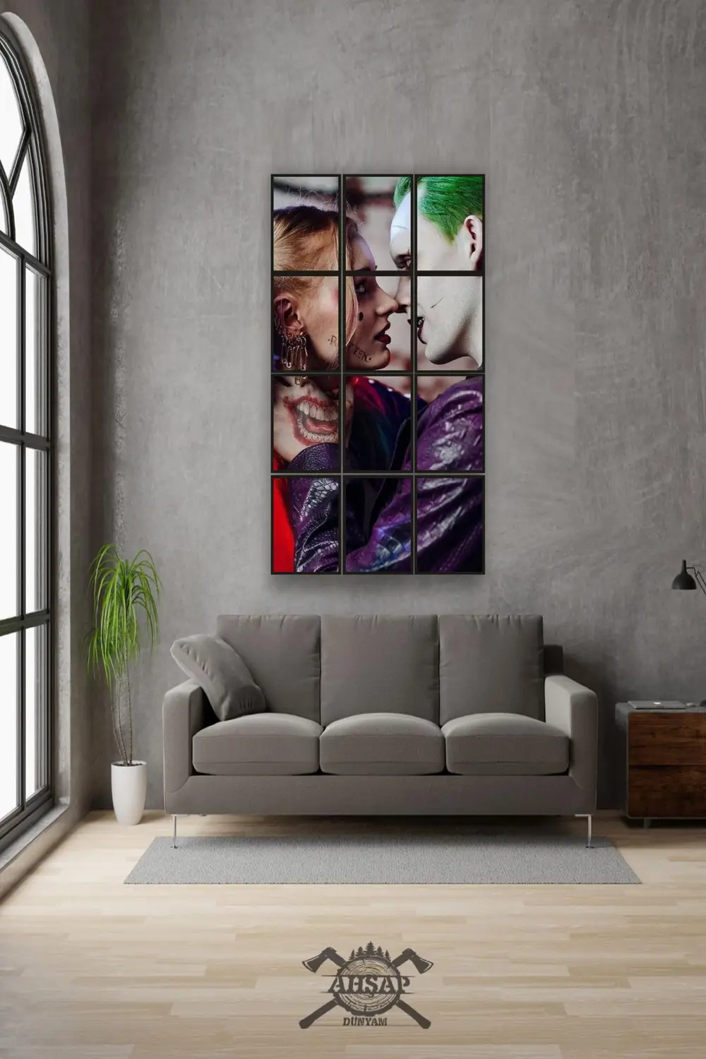 12 parça Joker Harley Quinn Aşk Çerçeve Görünümlü Mdf tablo Duvar