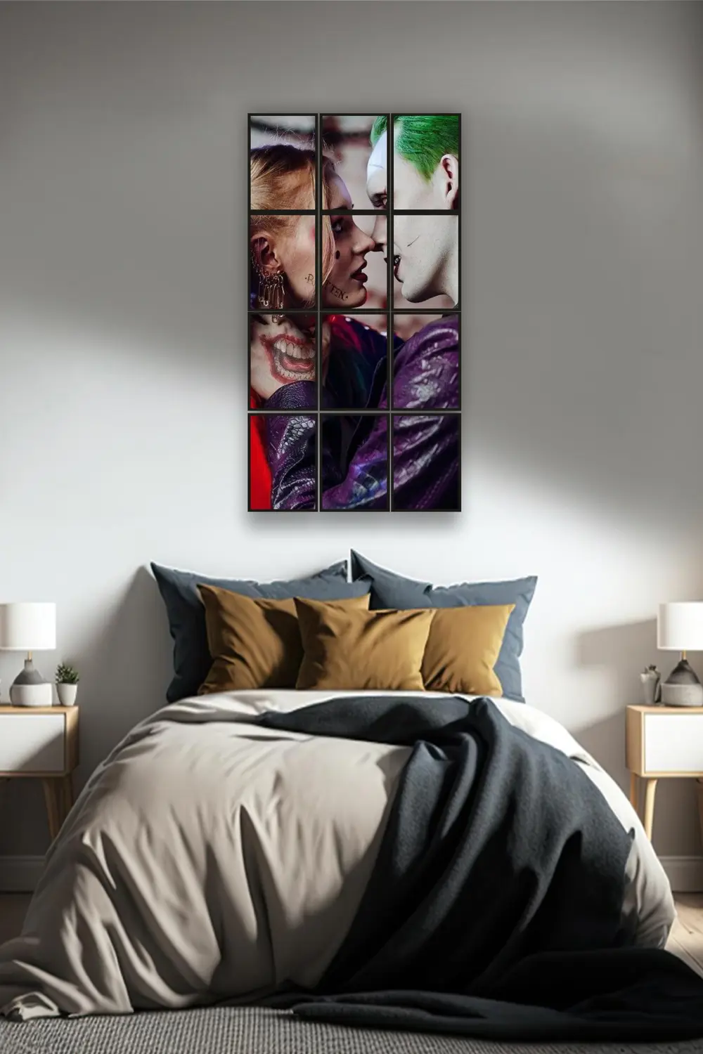12 parça Joker Harley Quinn Aşk Çerçeve Görünümlü Mdf tablo Duvar