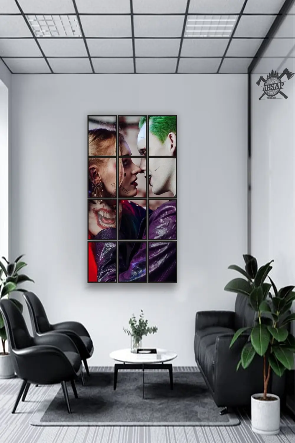 12 parça Joker Harley Quinn Aşk Çerçeve Görünümlü Mdf tablo Duvar