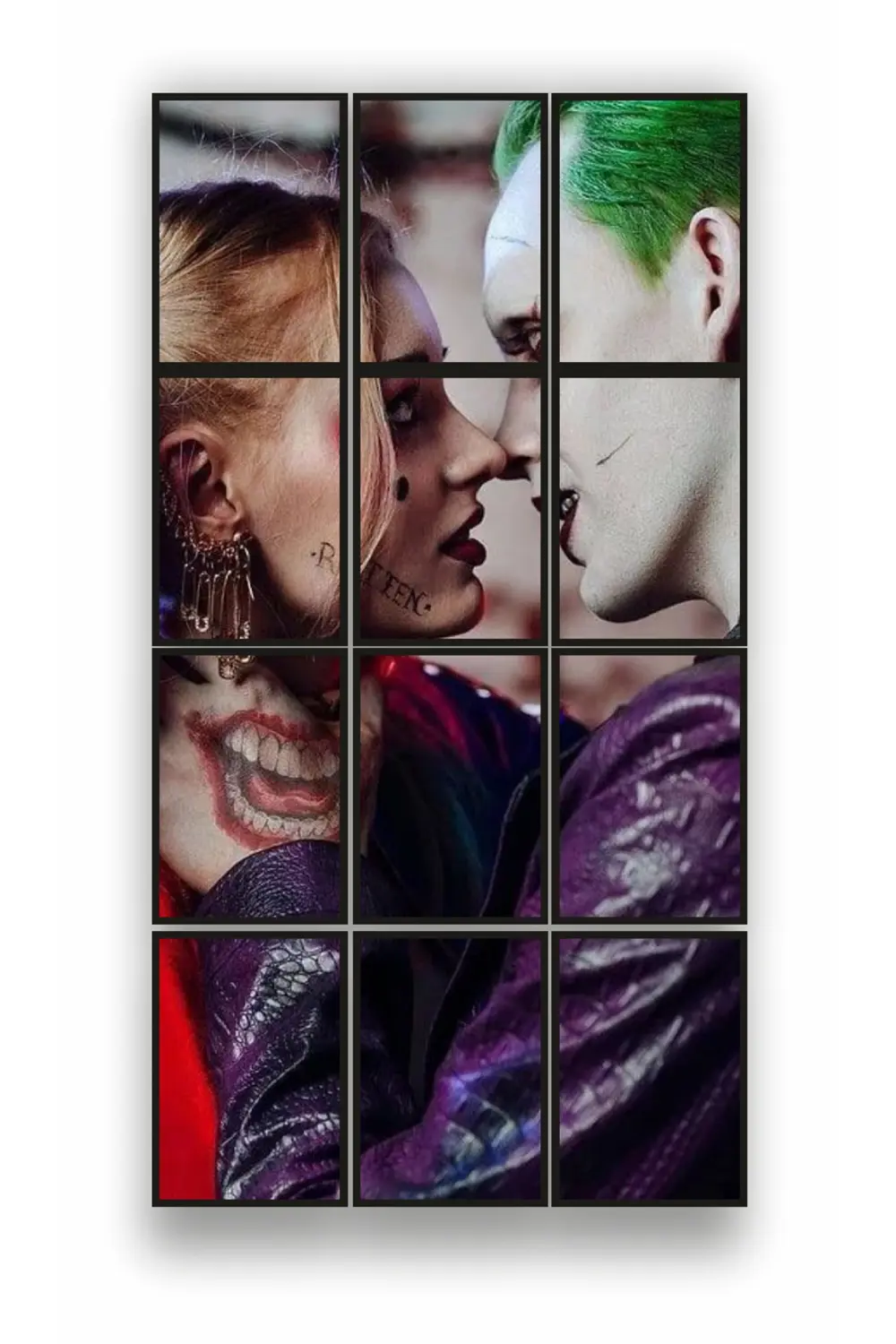 12 parça Joker Harley Quinn Aşk Çerçeve Görünümlü Mdf tablo Duvar