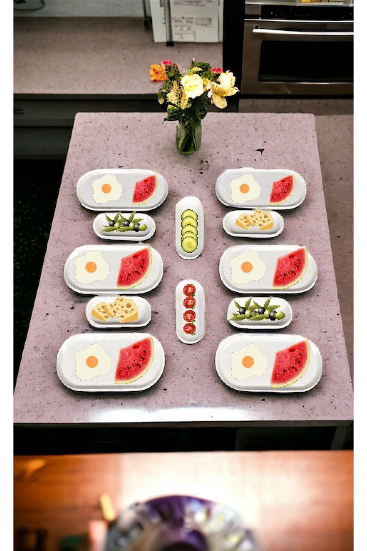 12 Parça Kahvaltılık Sunum Seti&tabağı