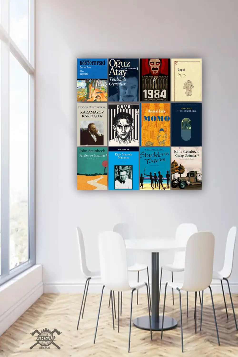 12 parça Kitap Kapakları Resimleri Çerçeve Görünümlü Mdf tablo Du