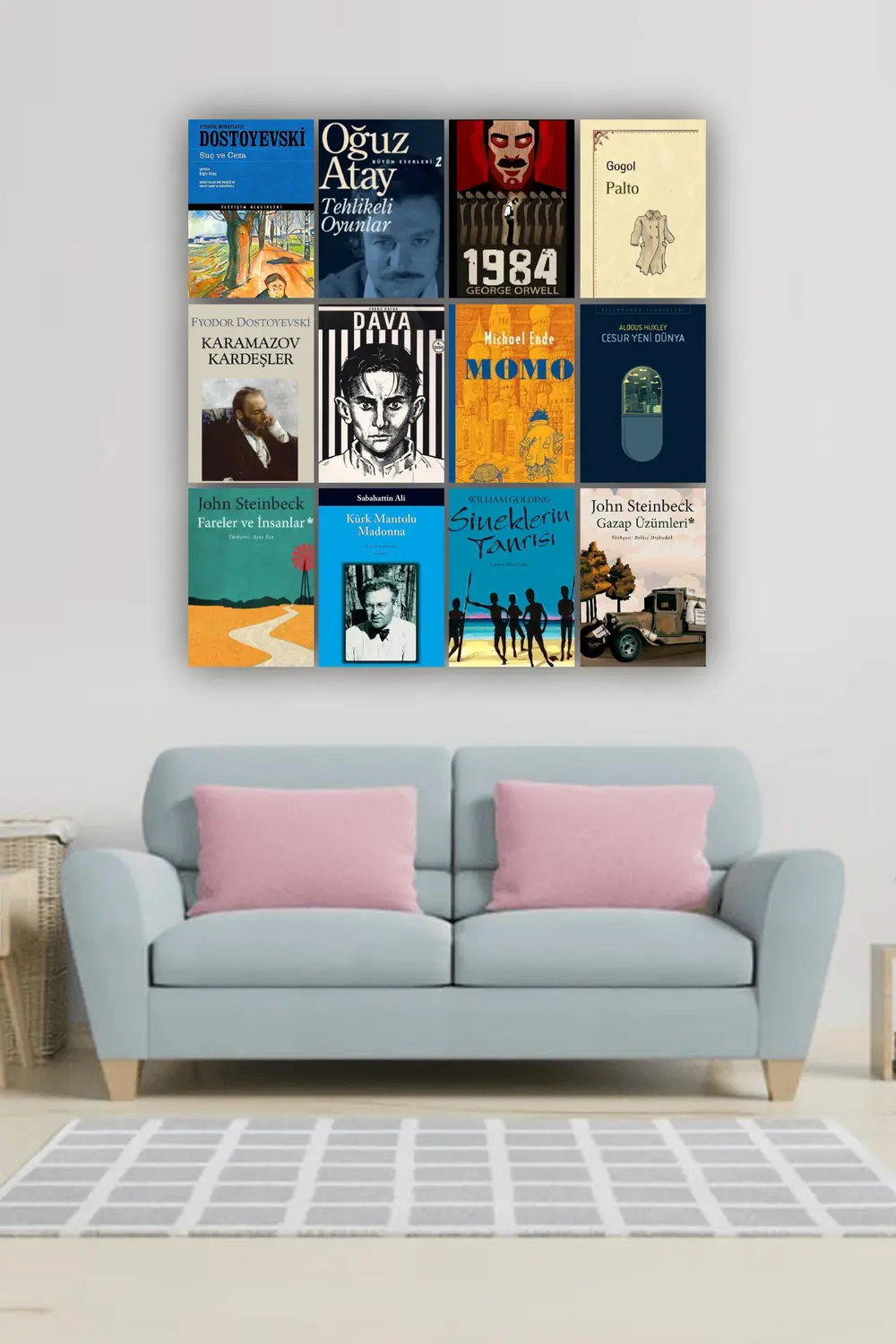 12 parça Kitap Kapakları Resimleri Çerçeve Görünümlü Mdf tablo Du