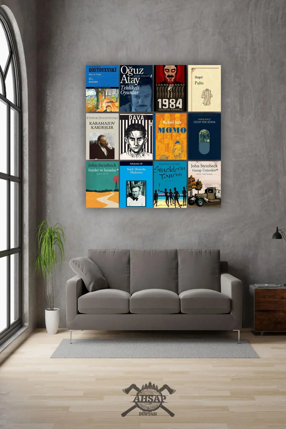 12 parça Kitap Kapakları Resimleri Çerçeve Görünümlü Mdf tablo Du