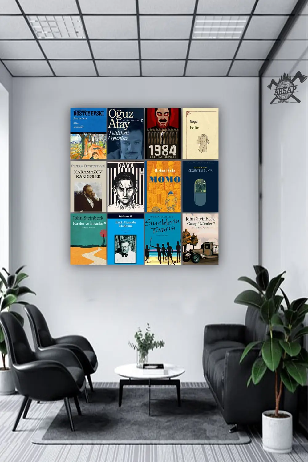 12 parça Kitap Kapakları Resimleri Çerçeve Görünümlü Mdf tablo Du
