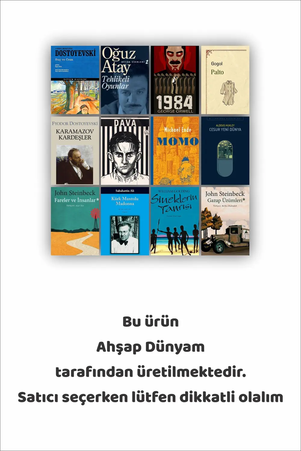 12 parça Kitap Kapakları Resimleri Çerçeve Görünümlü Mdf tablo Du