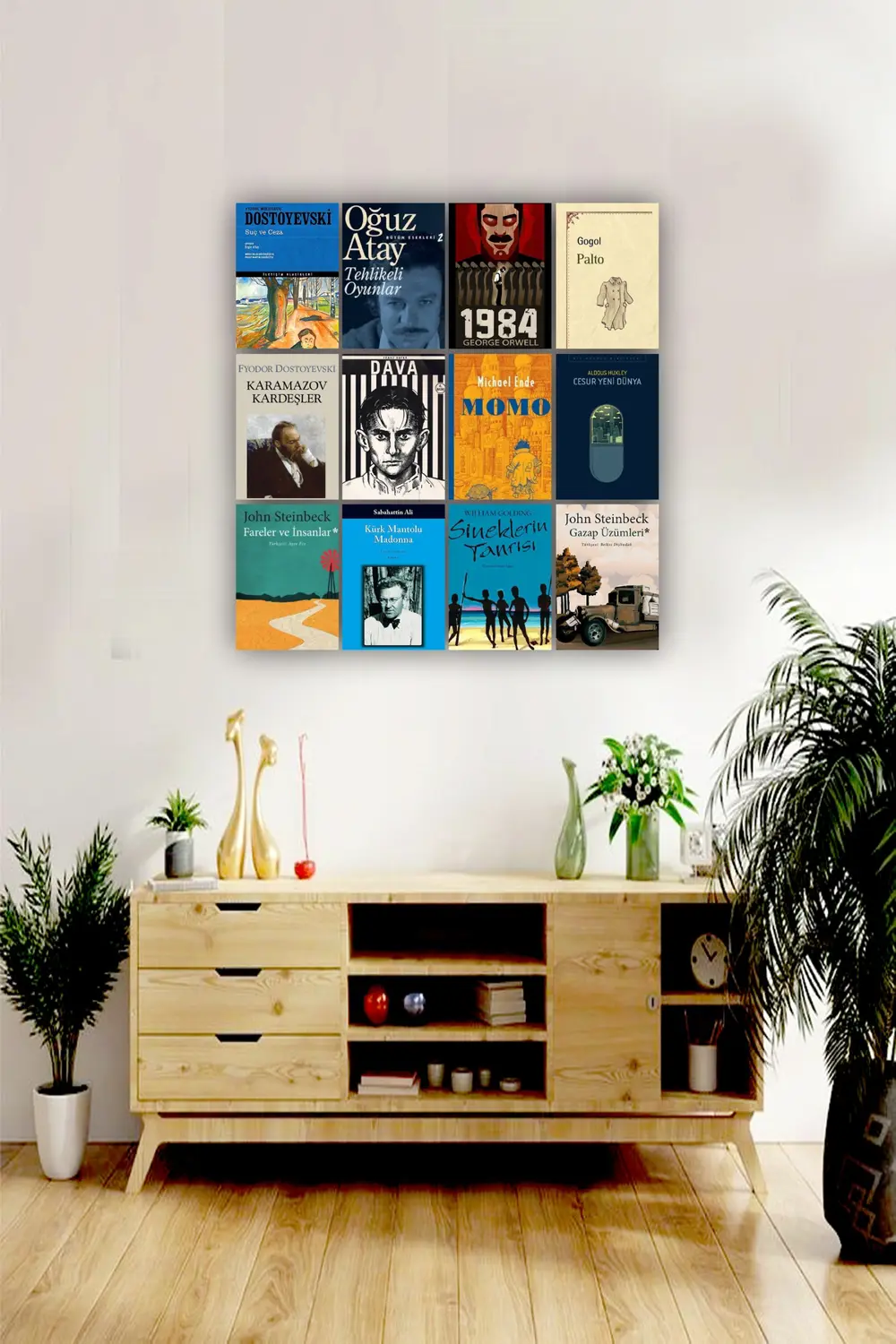 12 parça Kitap Kapakları Resimleri Çerçeve Görünümlü Mdf tablo Du