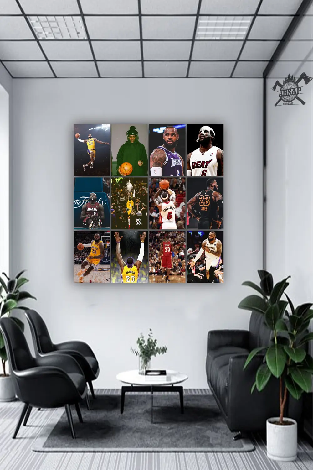 12 parça Lebron James Resimleri Çerçeve Görünümlü Mdf tablo Duvar