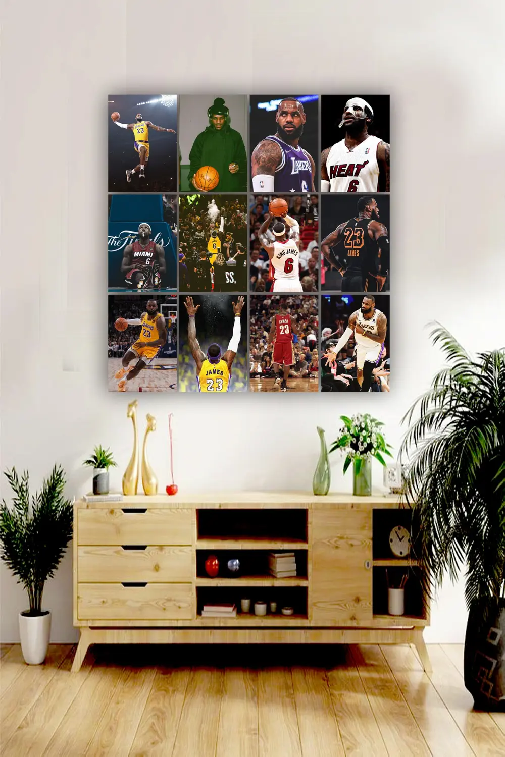 12 parça Lebron James Resimleri Çerçeve Görünümlü Mdf tablo Duvar