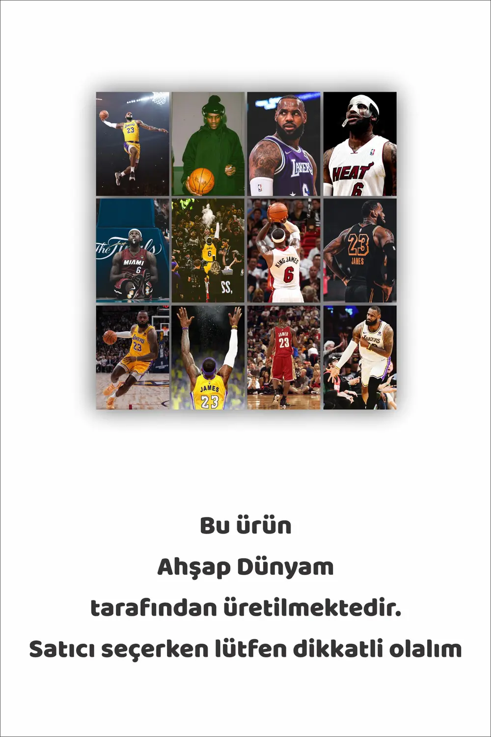 12 parça Lebron James Resimleri Çerçeve Görünümlü Mdf tablo Duvar
