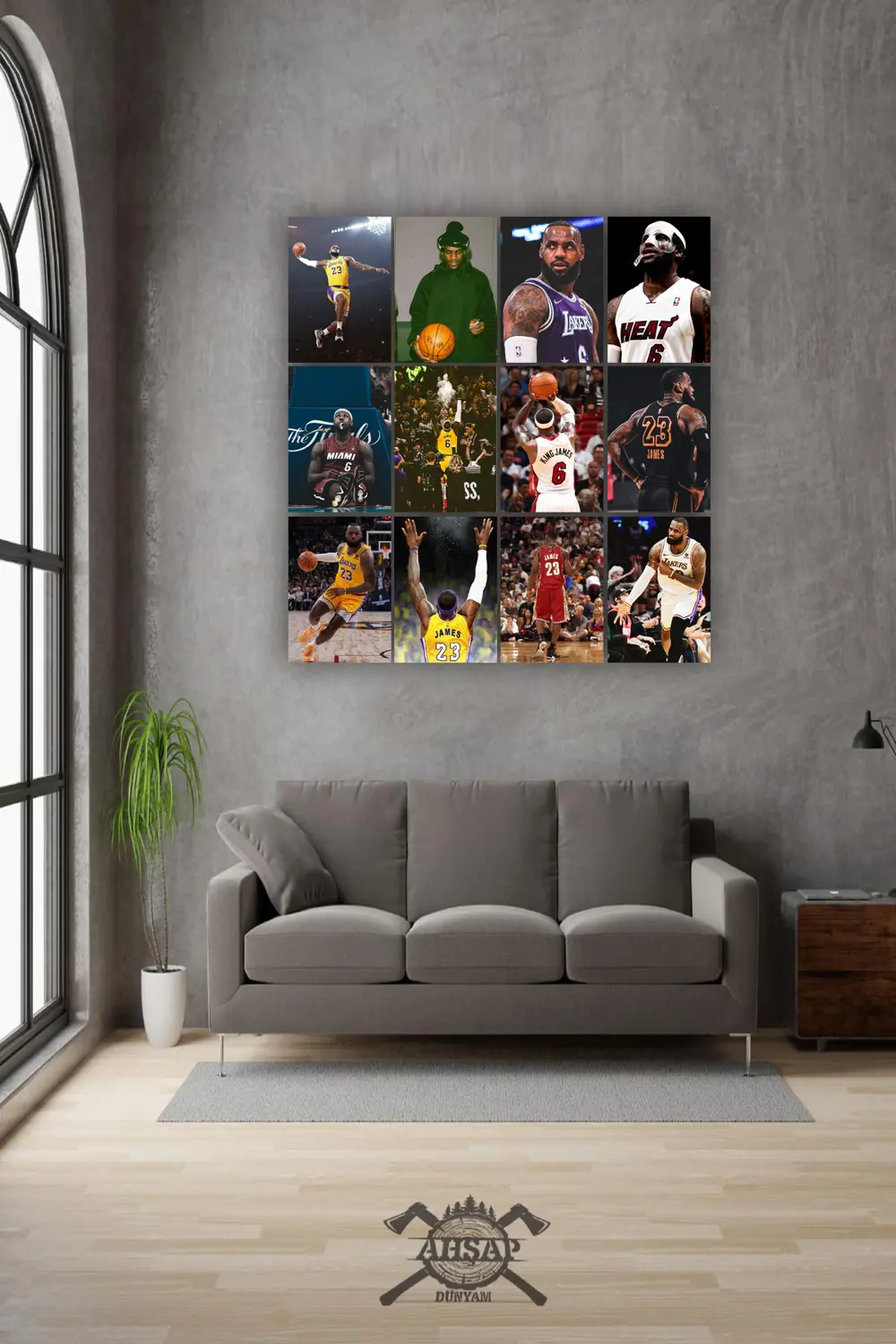 12 parça Lebron James Resimleri Çerçeve Görünümlü Mdf tablo Duvar