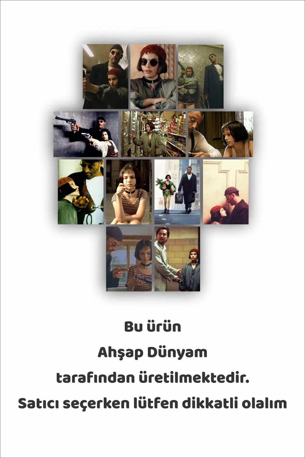 12 parça Leon Film Resimleri Çerçeve Görünümlü Mdf tablo Duvar Sü