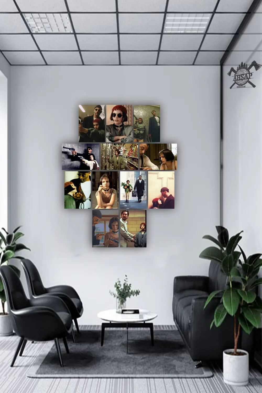 12 parça Leon Film Resimleri Çerçeve Görünümlü Mdf tablo Duvar Sü