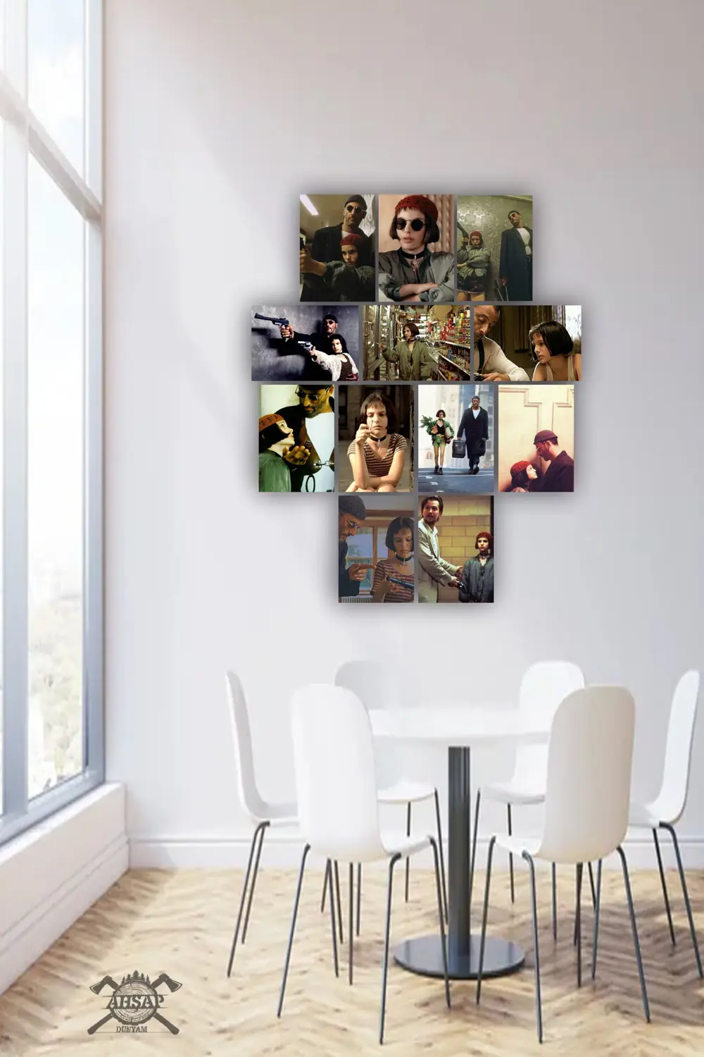 12 parça Leon Film Resimleri Çerçeve Görünümlü Mdf tablo Duvar Sü