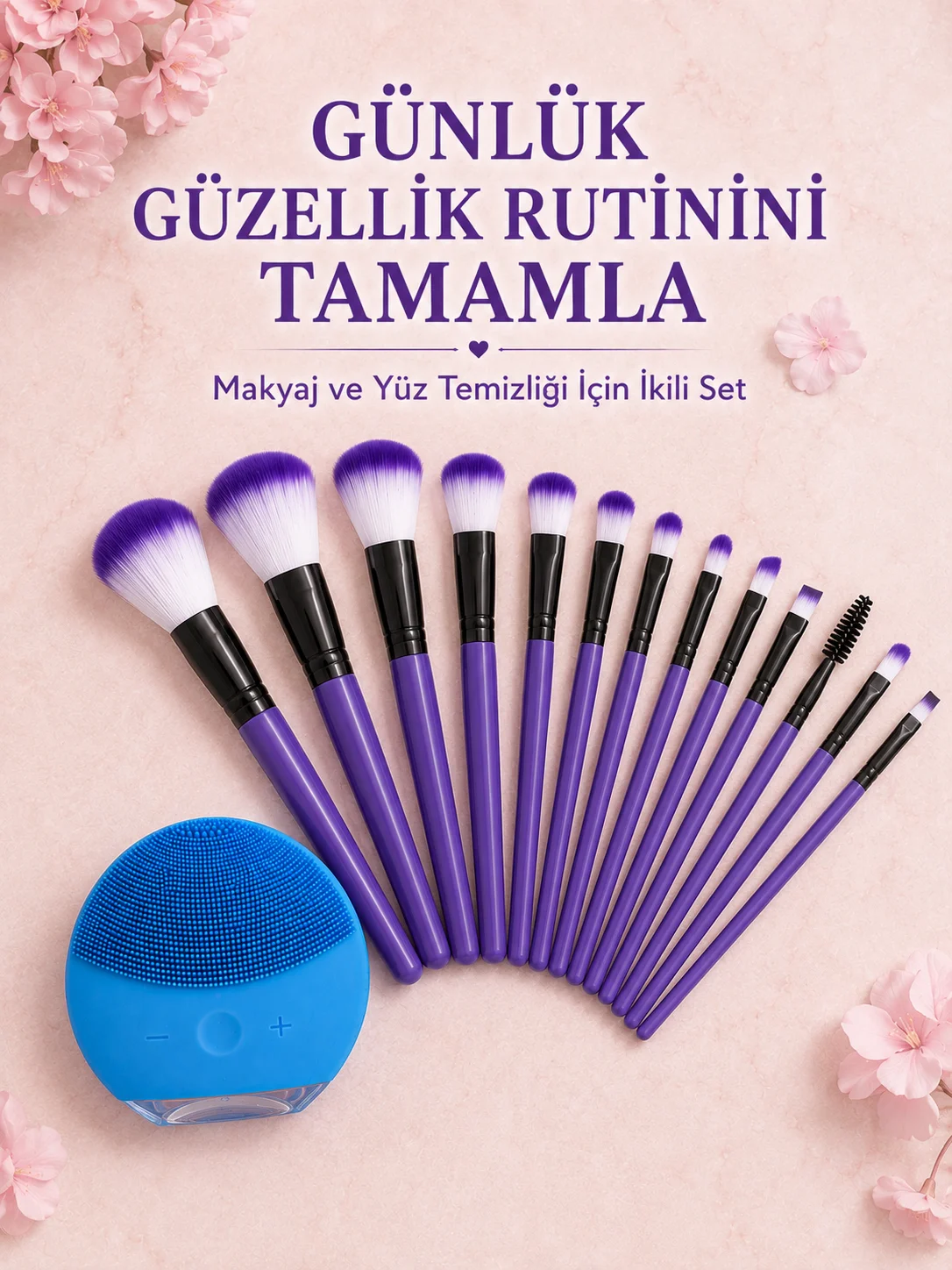 12 Parça Makyaj Fırçası ve Silikon Yüz Temizleyici Cihaz İkili Güzellik ve Kişisel Bakım Seti Fiyatı, Yorumları ve Özellikleri