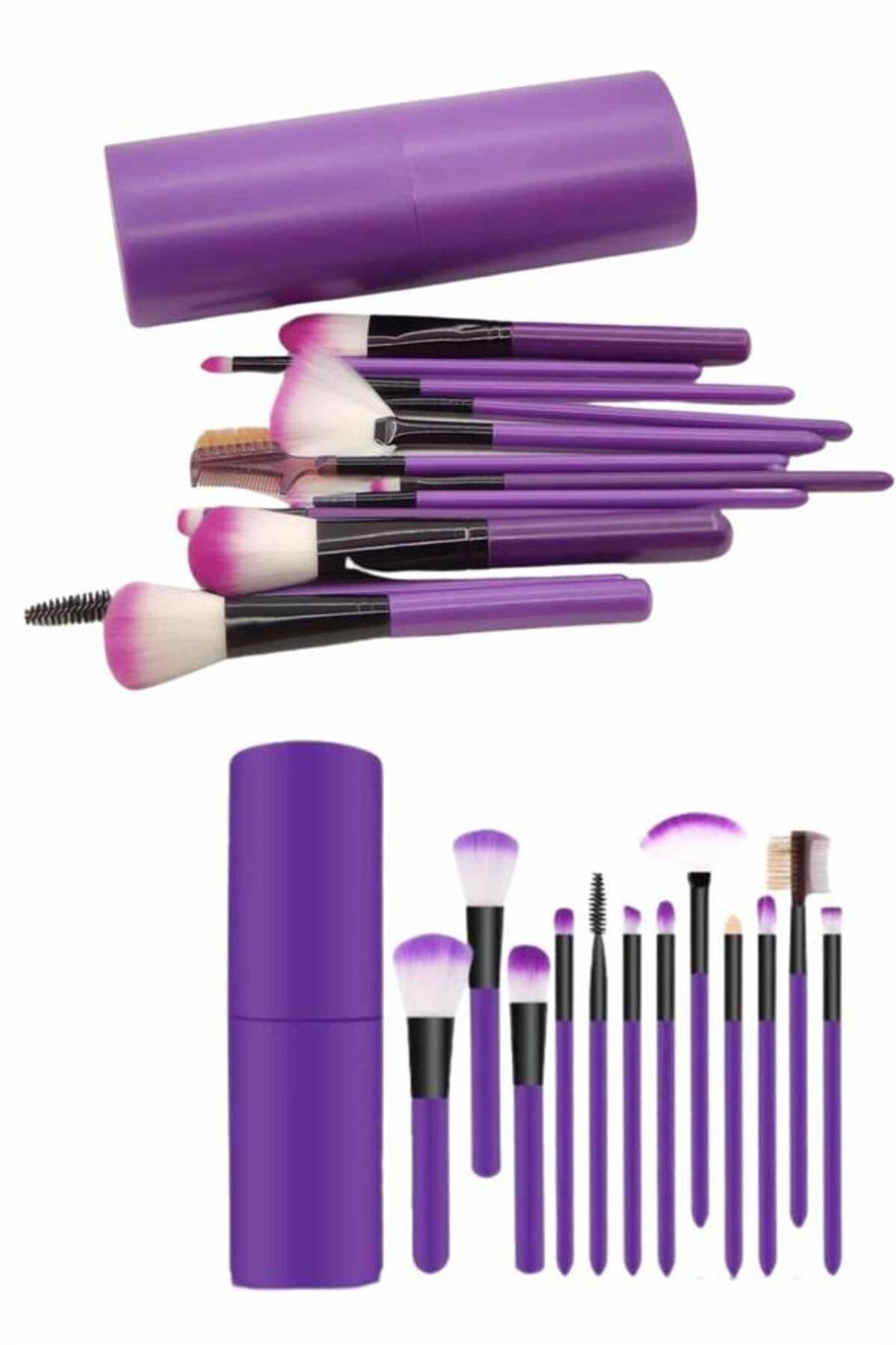 12 Parça Makyaj Fırça Seti Profesyonel Fondöten Allık Far Kontür 