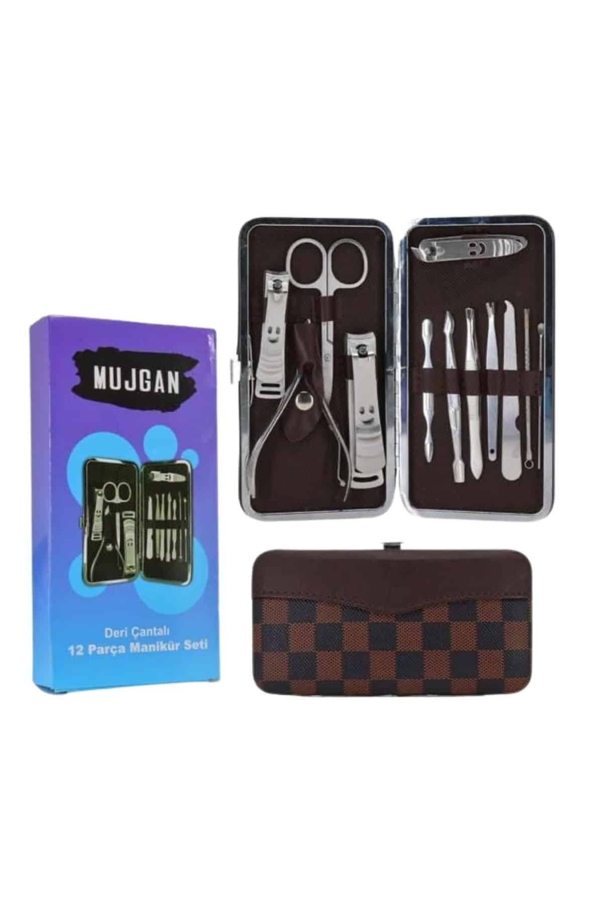 12 Parça Manikür Pedikür Seti Özel Deri Çanta El Ayak Bakımı Akne