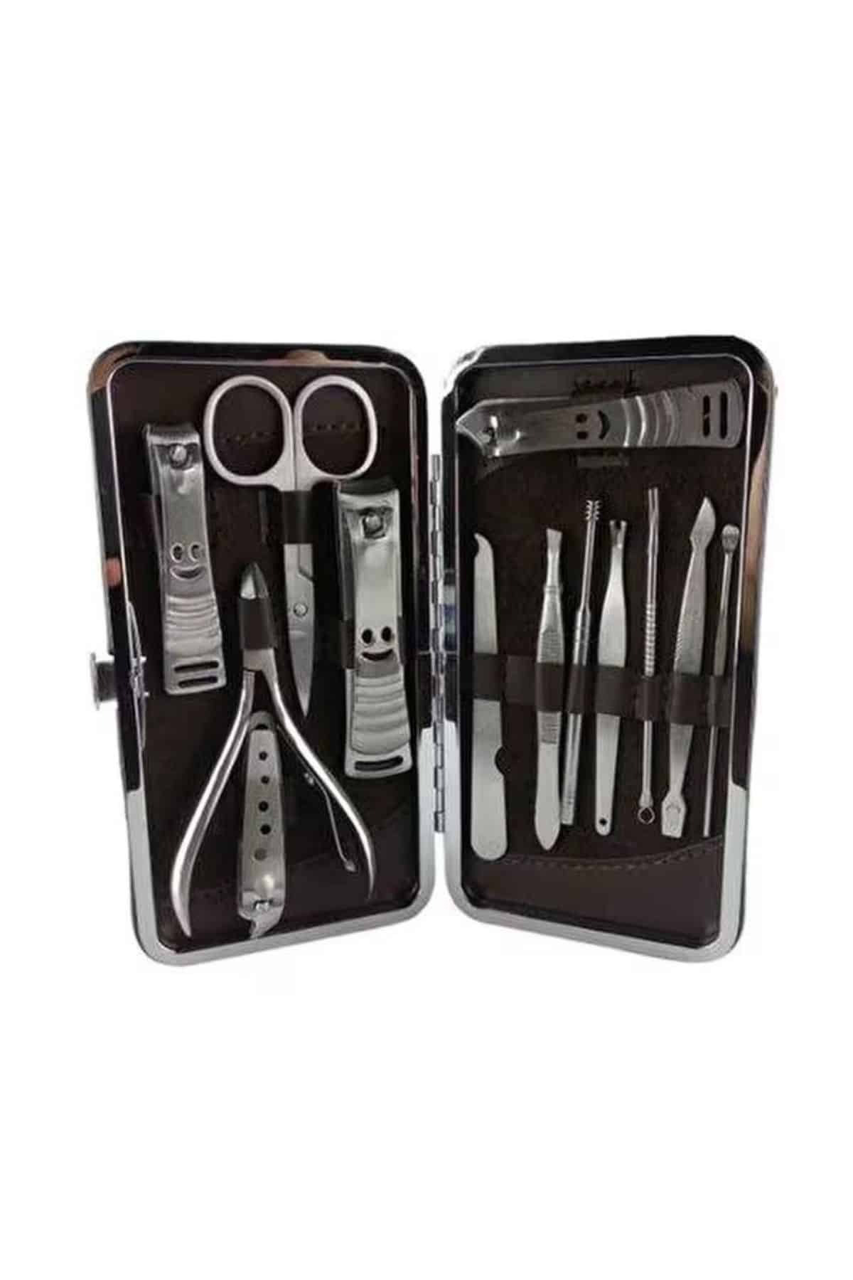 12 Parça Manikür Pedikür Seti Özel Deri Çanta El Ayak Bakımı Akne