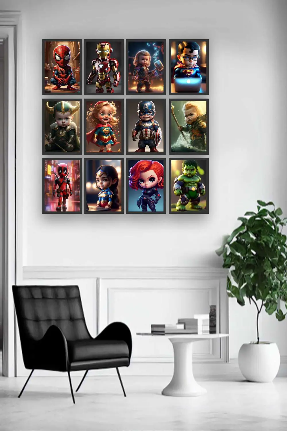 12 parça marvel Çocuk Karakter Çerçeve Görünümlü Mdf tablo Duvar 