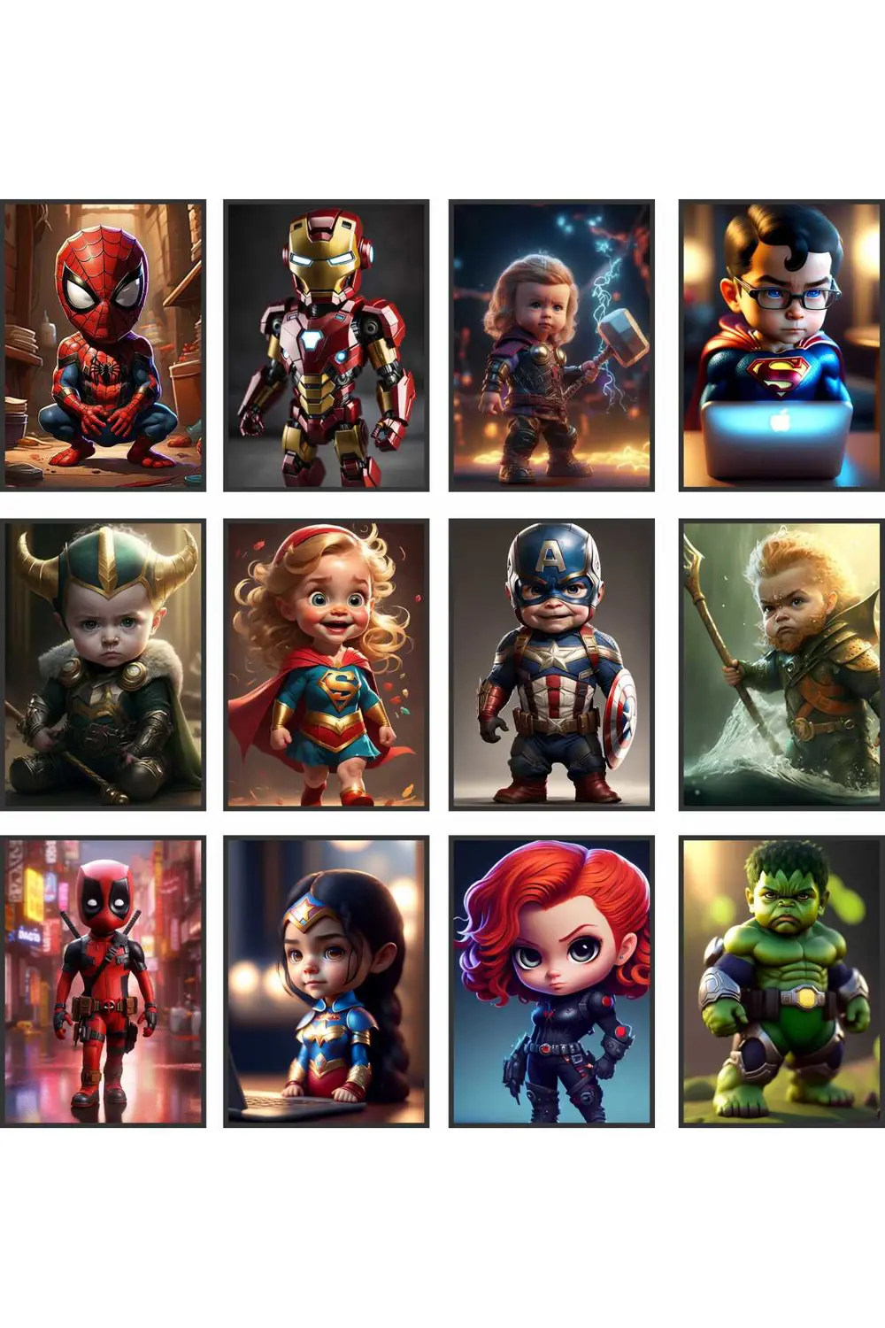 12 parça marvel Çocuk Karakter Çerçeve Görünümlü Mdf tablo Duvar 