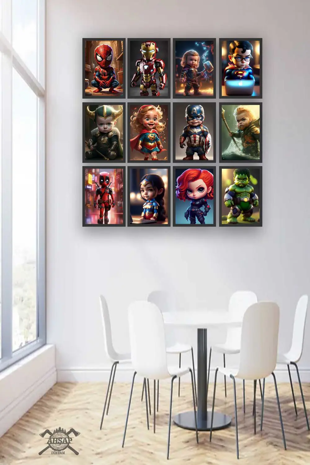 12 parça marvel Çocuk Karakter Çerçeve Görünümlü Mdf tablo Duvar 