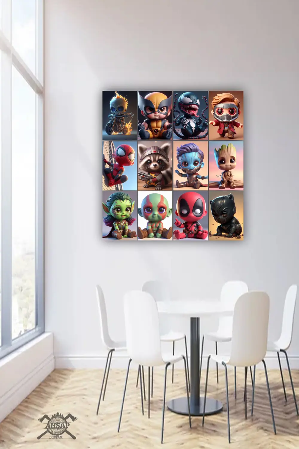 12 parça Marvel Mini Kahraman Resimleri Çerçeve Görünümlü Mdf tab