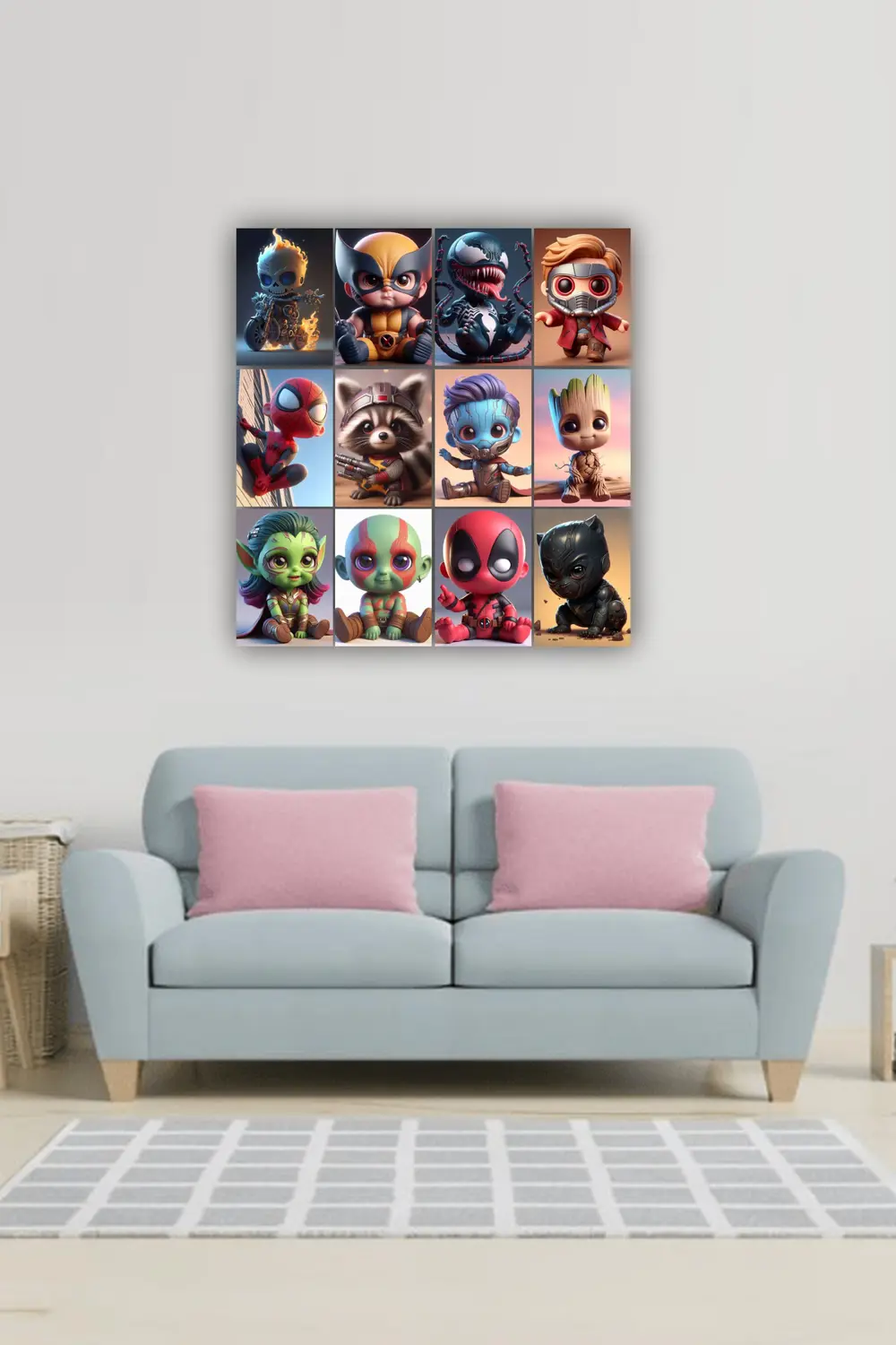 12 parça Marvel Mini Kahraman Resimleri Çerçeve Görünümlü Mdf tab
