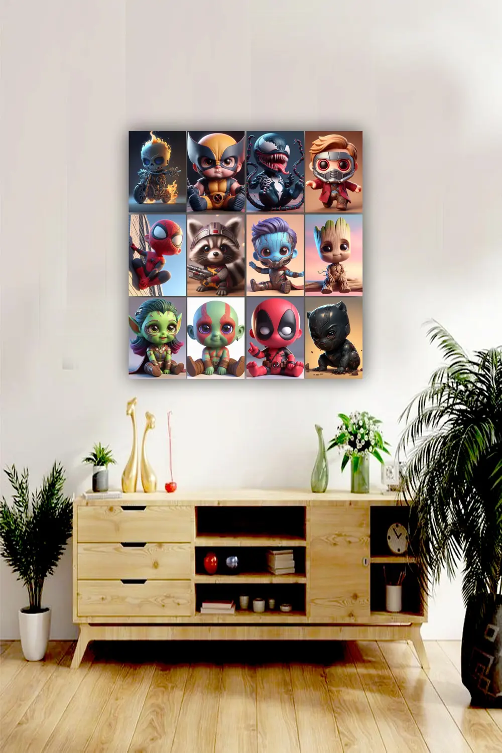 12 parça Marvel Mini Kahraman Resimleri Çerçeve Görünümlü Mdf tab