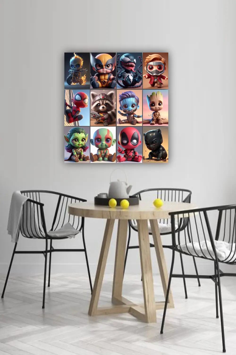 12 parça Marvel Mini Kahraman Resimleri Çerçeve Görünümlü Mdf tab