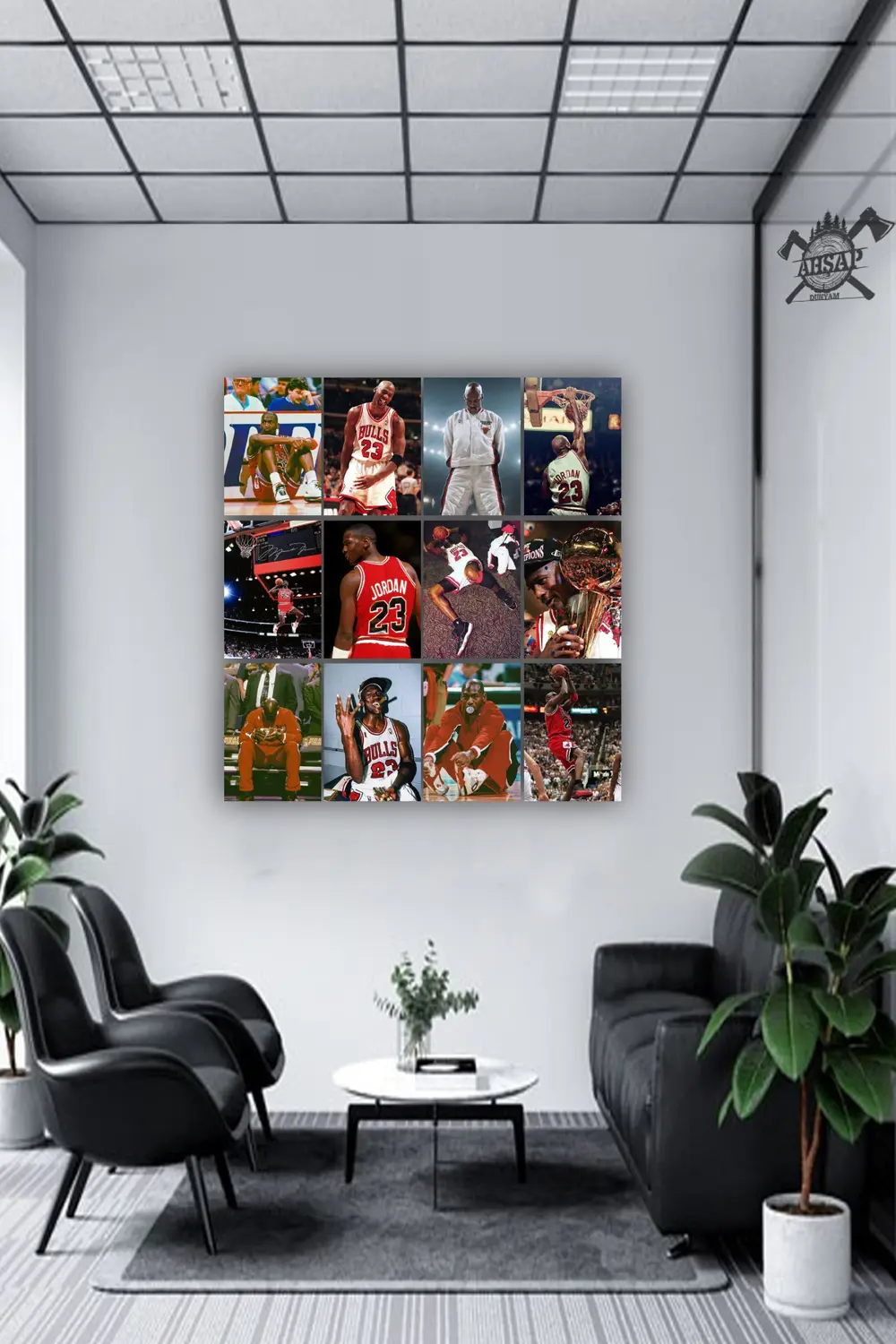 12 parça Michael Jrdan NBA Resimleri Çerçeve Görünümlü Mdf tablo 