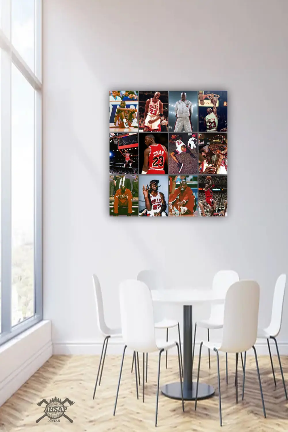 12 parça Michael Jrdan NBA Resimleri Çerçeve Görünümlü Mdf tablo 