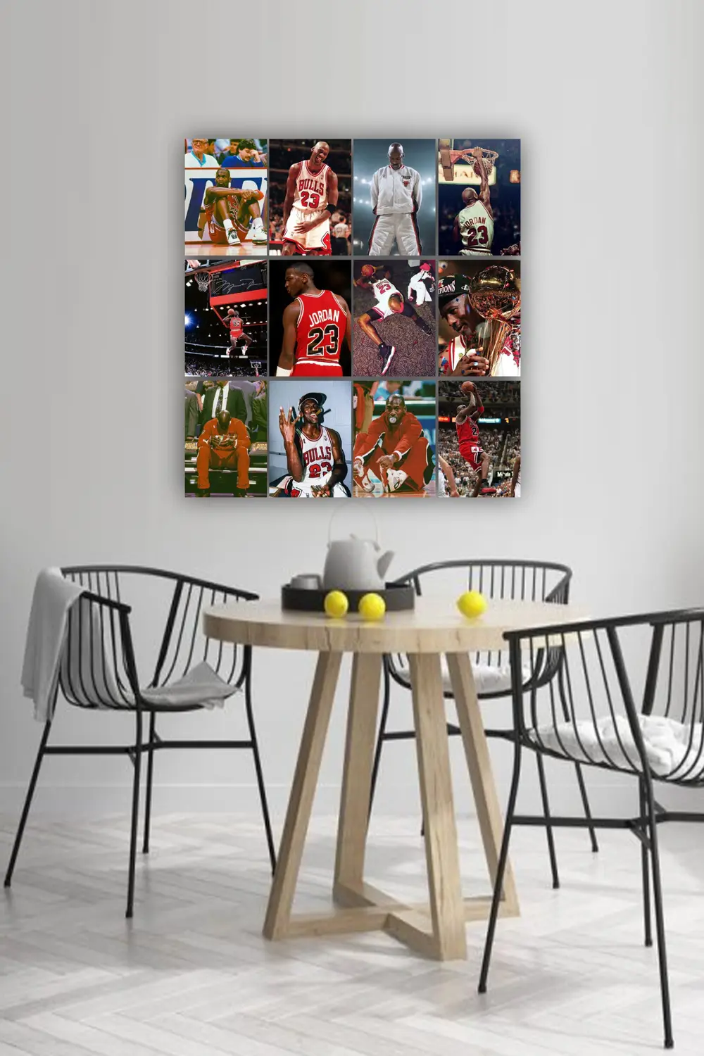 12 parça Michael Jrdan NBA Resimleri Çerçeve Görünümlü Mdf tablo 