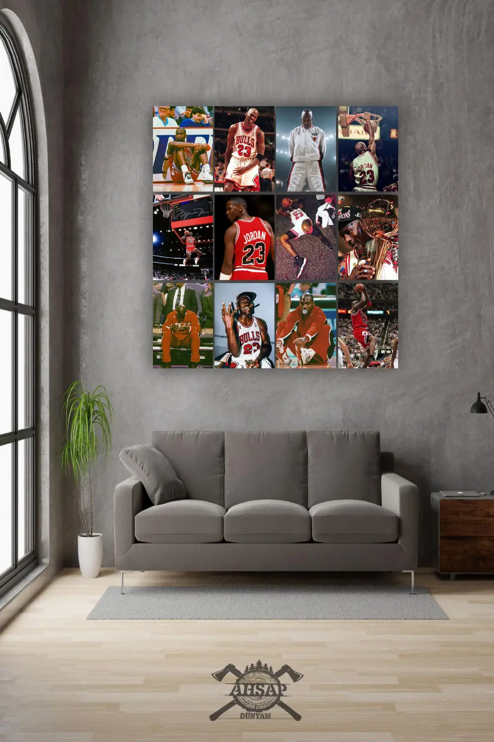 12 parça Michael Jrdan NBA Resimleri Çerçeve Görünümlü Mdf tablo 