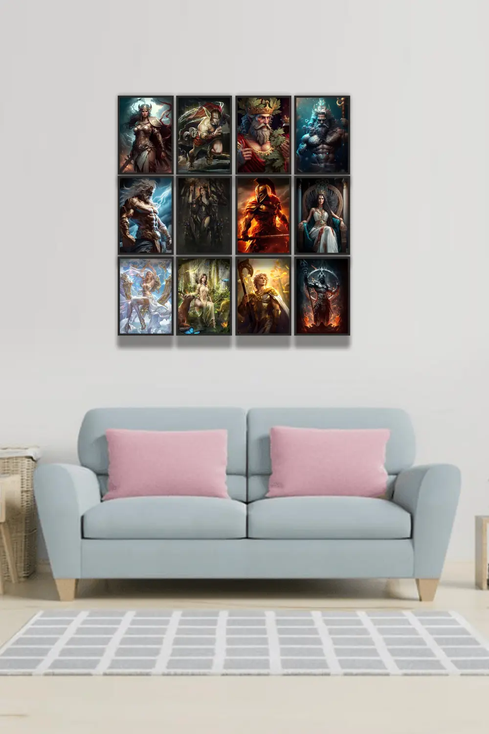 12 parça Mitoloji Tanrıları Çerçeve Görünümlü Mdf tablo Duvar Süs