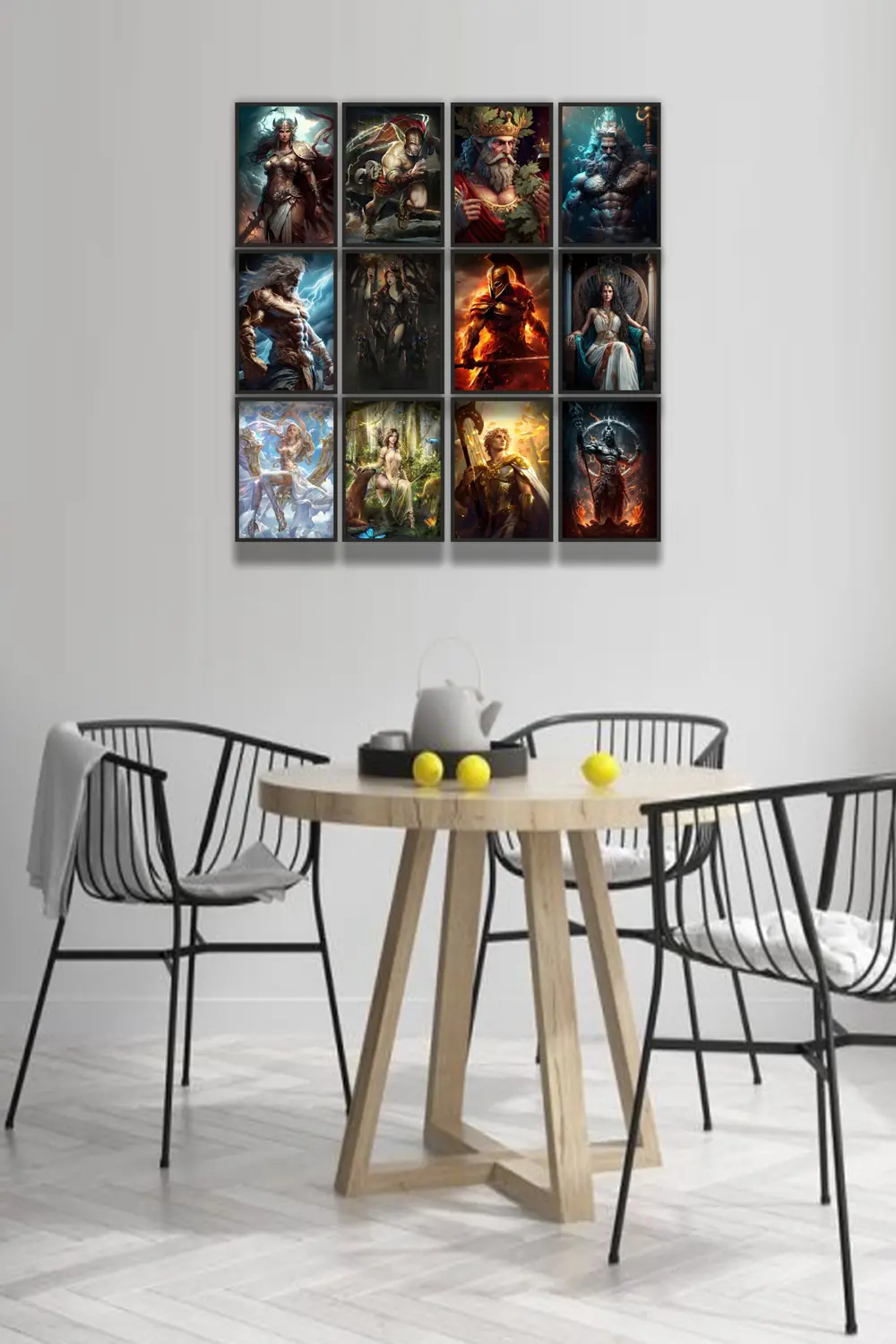 12 parça Mitoloji Tanrıları Çerçeve Görünümlü Mdf tablo Duvar Süs