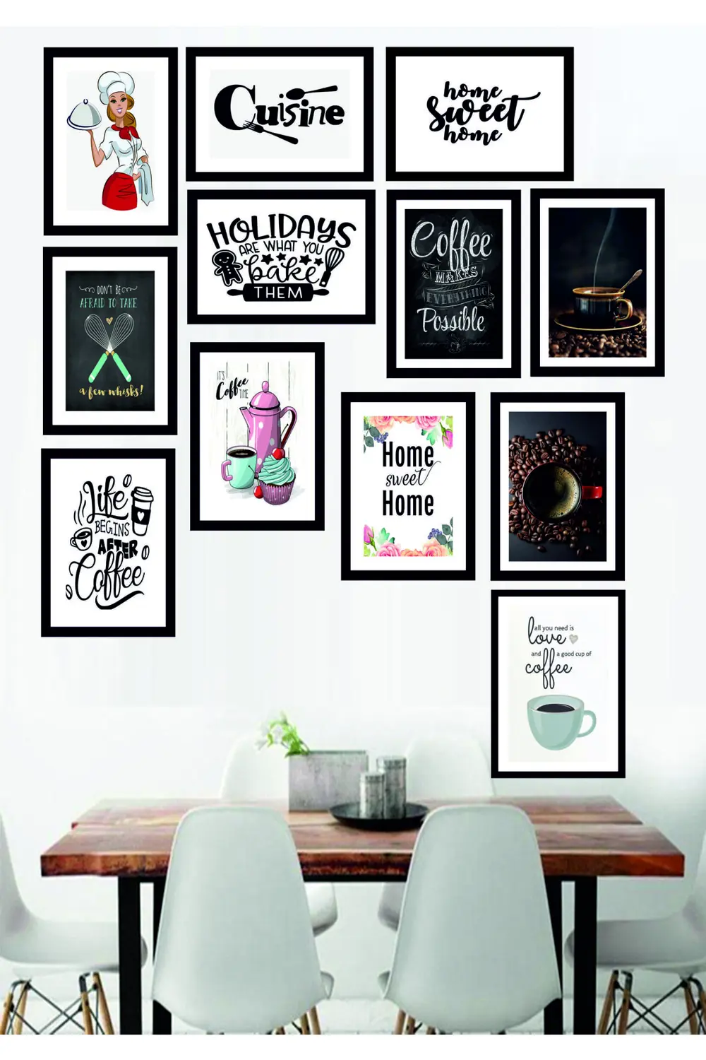 12 Parça Modern Mutfak Ev Dekarasyon Detay Ahşap Mdf Tablo Set