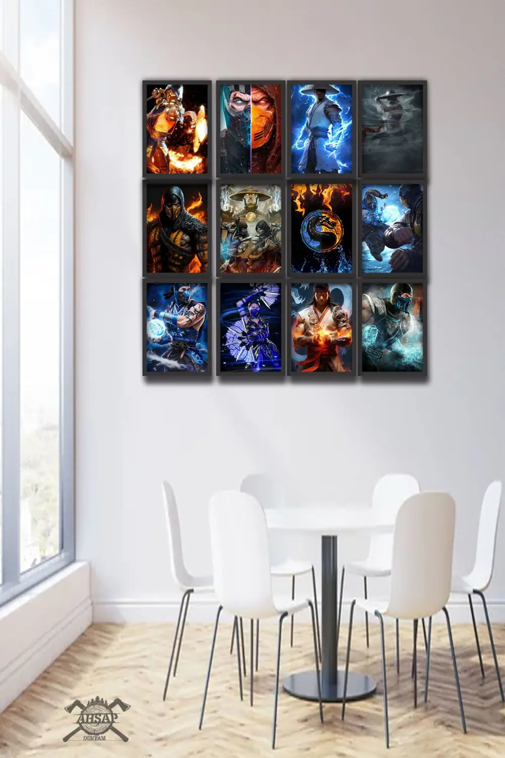 12 parça Mortal Kombat Çerçeve Görünümlü Mdf tablo Duvar Süsü Hed