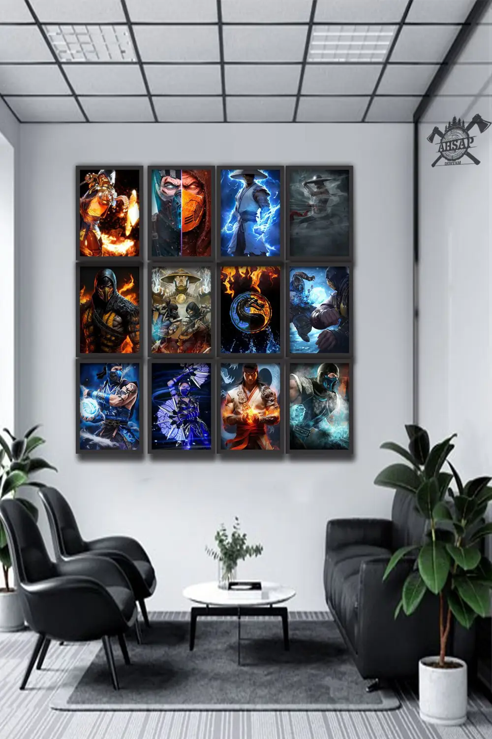 12 parça Mortal Kombat Çerçeve Görünümlü Mdf tablo Duvar Süsü Hed