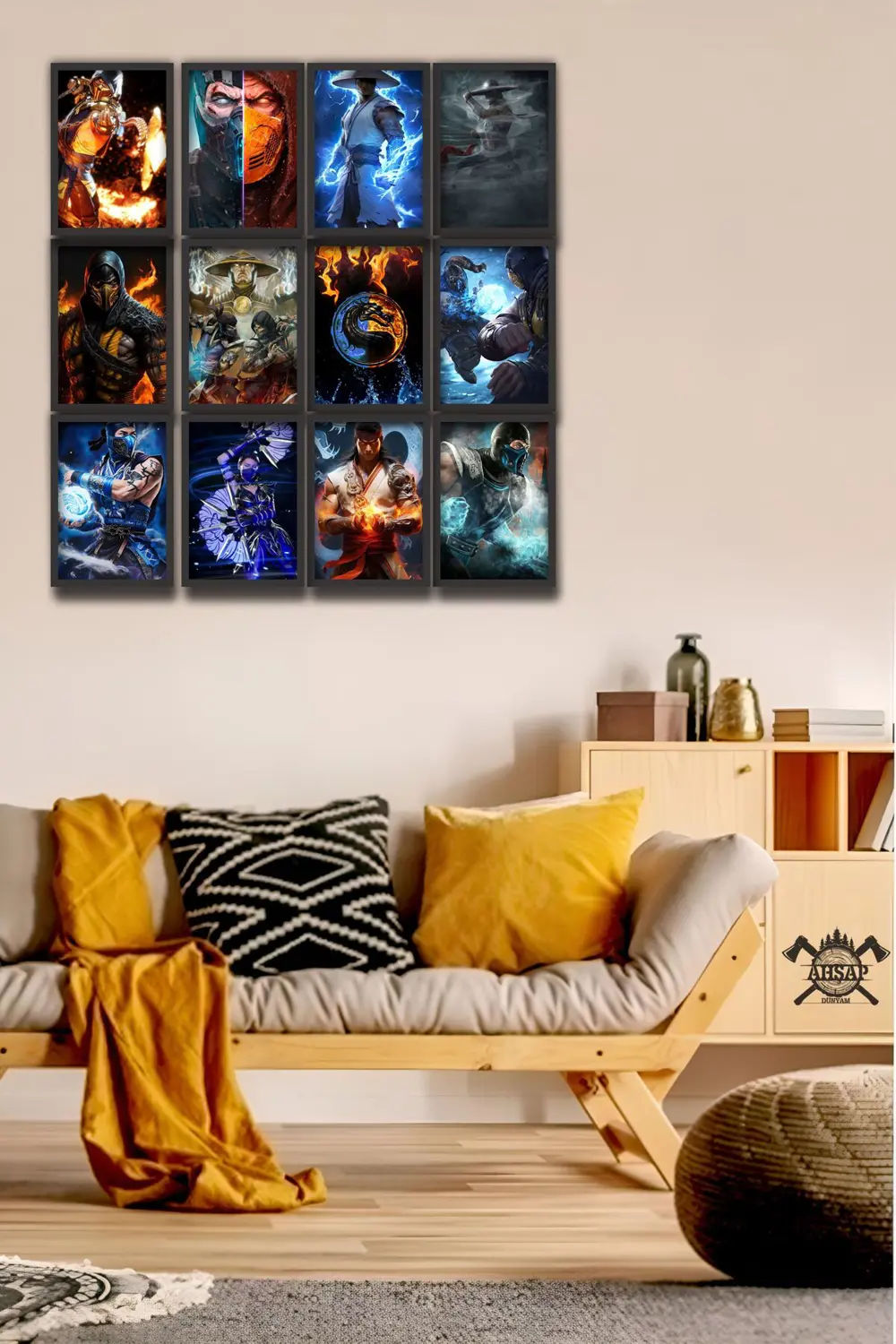 12 parça Mortal Kombat Çerçeve Görünümlü Mdf tablo Duvar Süsü Hed