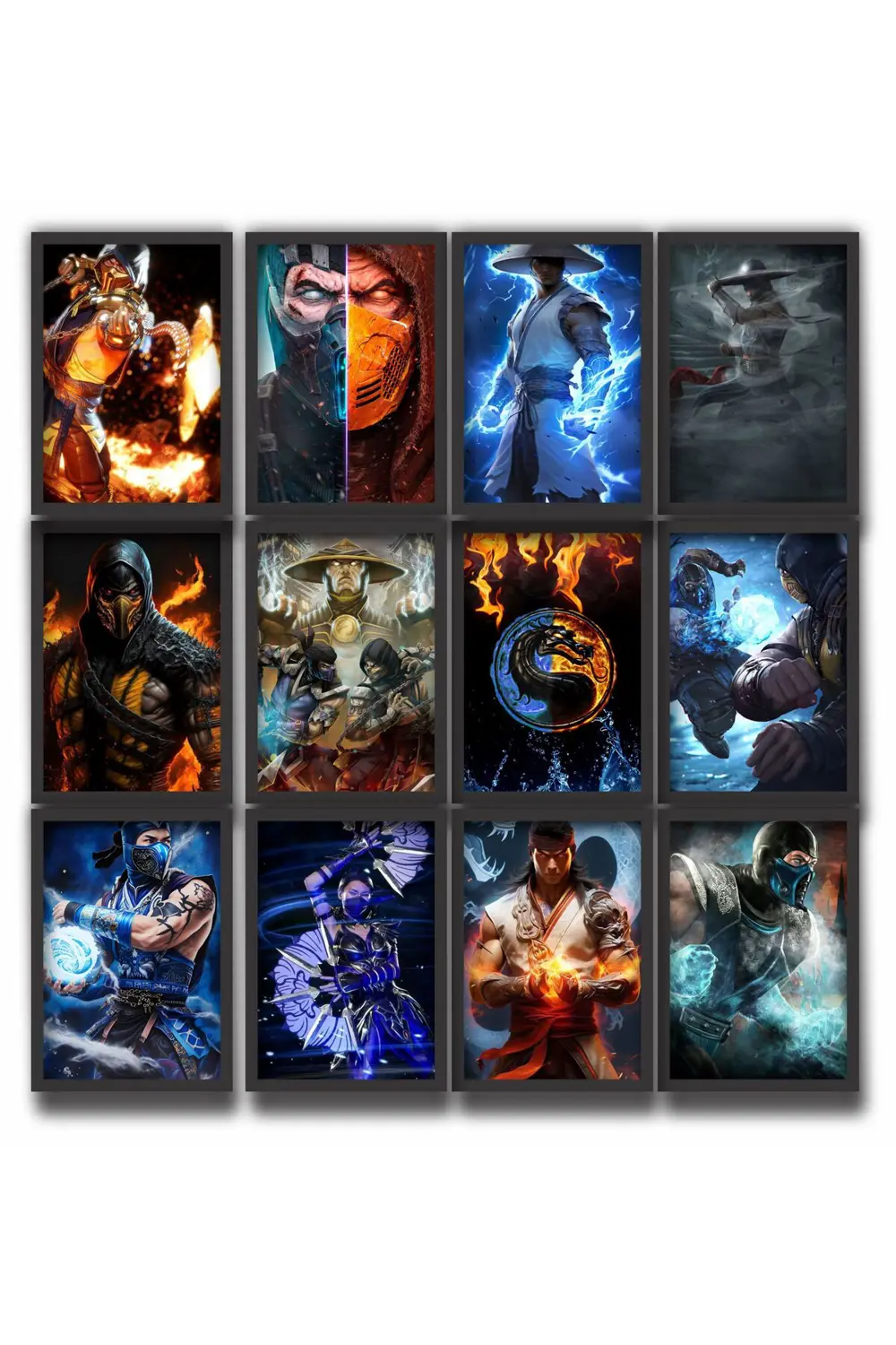 12 parça Mortal Kombat Çerçeve Görünümlü Mdf tablo Duvar Süsü Hed