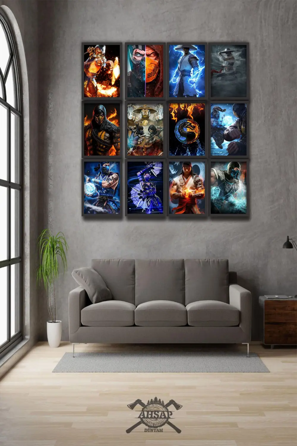 12 parça Mortal Kombat Çerçeve Görünümlü Mdf tablo Duvar Süsü Hed