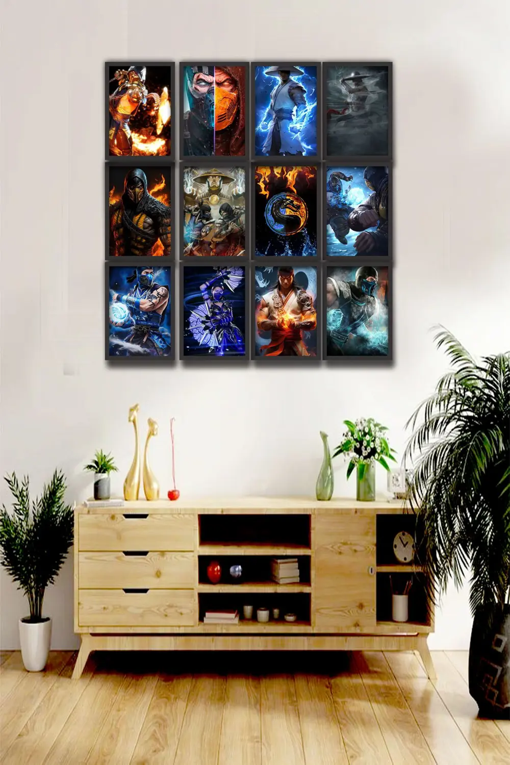 12 parça Mortal Kombat Çerçeve Görünümlü Mdf tablo Duvar Süsü Hed