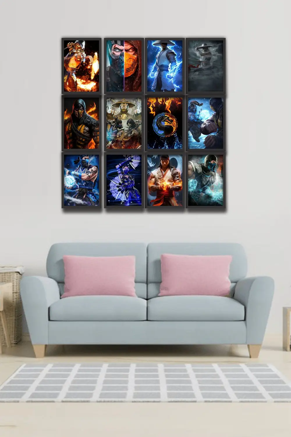 12 parça Mortal Kombat Çerçeve Görünümlü Mdf tablo Duvar Süsü Hed