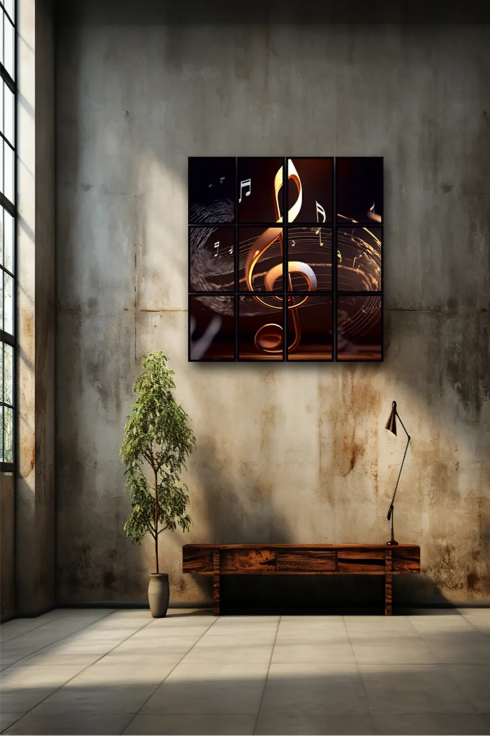 12 parça Müzik Sol Anahtar Çerçeve Görünümlü Mdf tablo Duvar Süsü